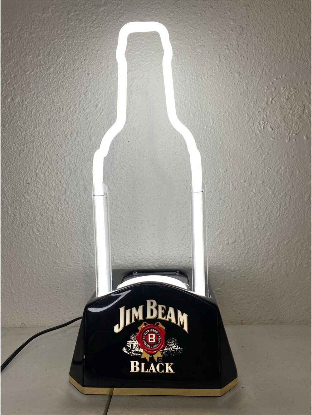 Personalized Jim Beam Black Logo Bar Sign Mancave Whisky Bottle Shape Light
